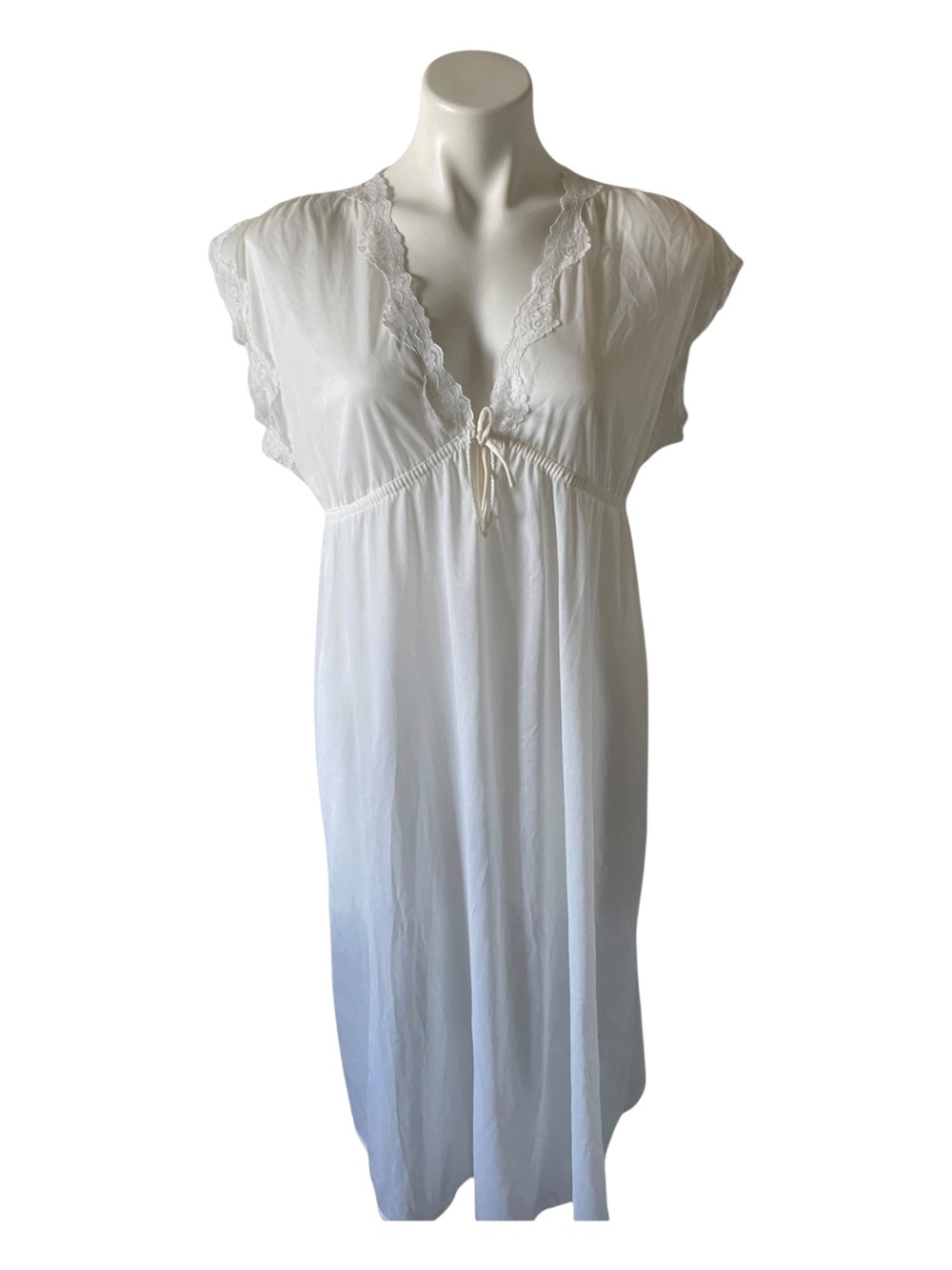 Vintage Womens Nightgown Babydoll Slip Dress Lace Small White Romantic